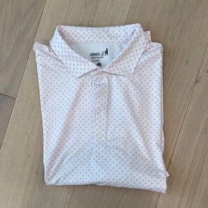Johnnie-O White and Pink Golf Polo Shirt